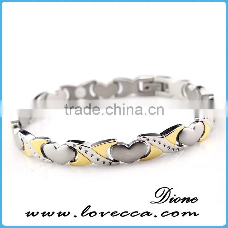 Supplier stainless steel heart shape design bio magnetic men's energy health bracelet