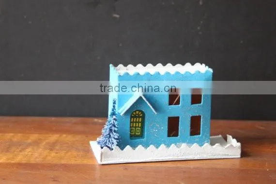 Turquoise Blue Vintage Putz Christmas House