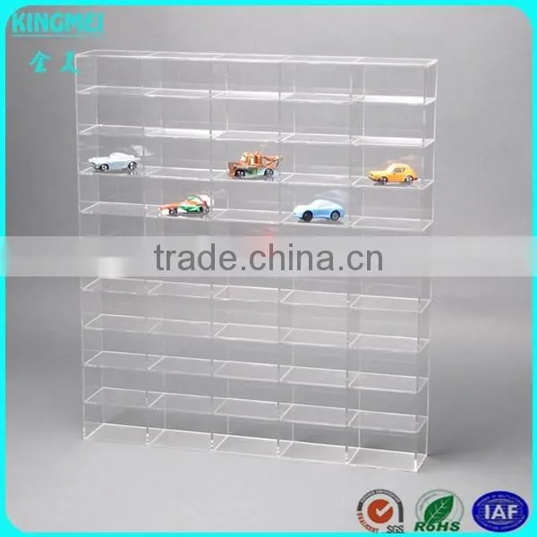 6 Tiers Acrylic Display Case, 24 slot Clear Car Model Display Holder, Wall mounted Lucite Display Box
