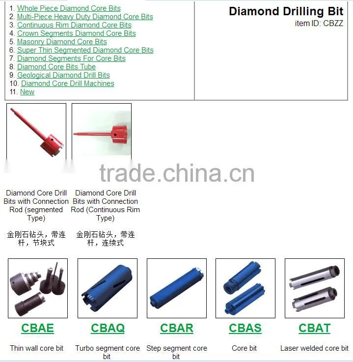 55mm Cured Reinforced Concrete Diamond Core Drill Bits Asphalt Masonry Cement Brick Block Wet Boring Segmented Brazed Laser Weld
