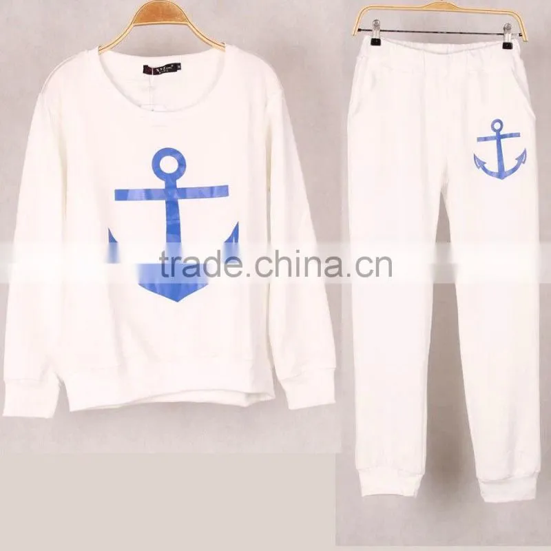 Letter Geometric Print Hoodies Pants Sets Women Sport Wear Loose Suit Tracksuit