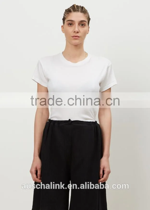 wholesale loose fit wide leg open women black rib custom sweat shorts