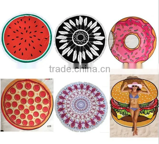 2017 New fashion 150cm microfiber customized printed roundies beach towel
