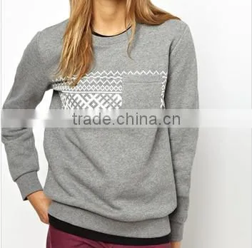 T/C80/20 fleece ladies round neck sweater