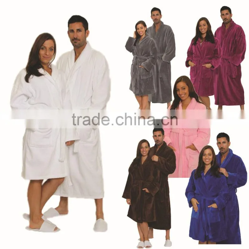 Velour shawl bathrobe,hotel bathrobe,cotton bathrobe for promotion