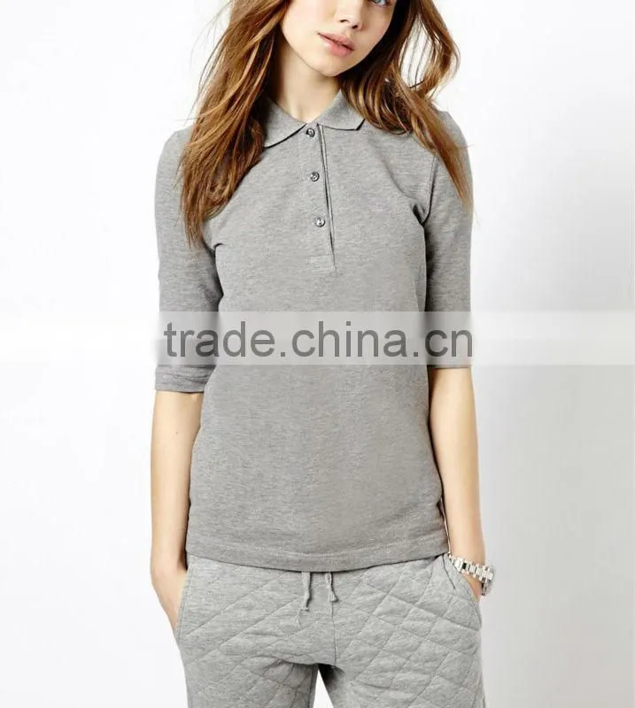 100% cotton 3/4 length wholesale soft polo shirt