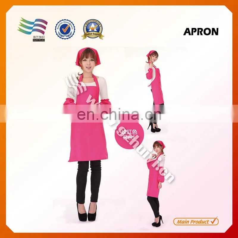 High quality polyester fabric blue silk screen printing promotional kitchen apron