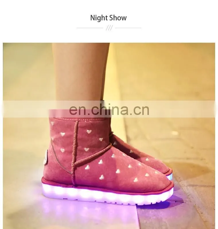 Wholesale cool light up winter snow boots ladies fashion led shoes woman