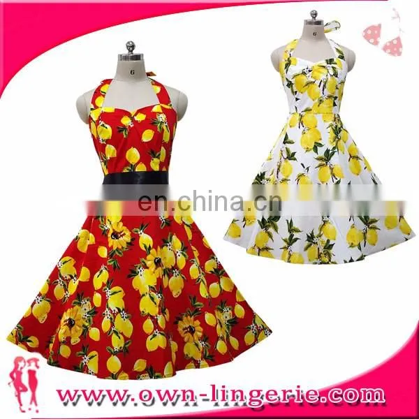 Vintage Swing Party Clothing Rockabilly Dress long sleeve cotton printed one piece plus size maxi dress