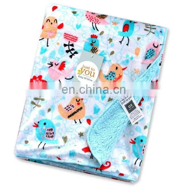 2017 Promotional Double-sided Soft Fluffy Fleece Blanket For Baby