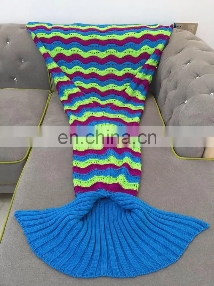 New popular Fashion All Season blankets handmade knit mermaid tail blanket wholesale