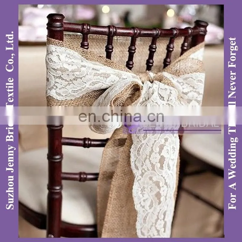 C388D wedding decoration burlap ivory lace chair covers chair sashes