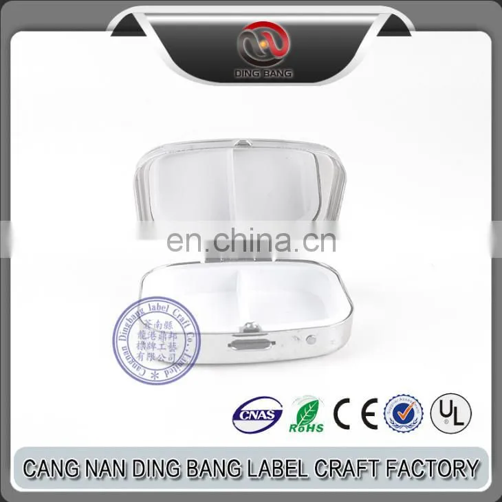High Quality Cheap Epoxy Type And 2 Space Insert Type Rectangle Shaped Metal Small Pocket Pill Box