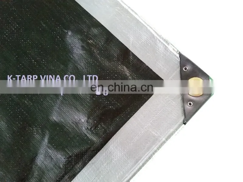 Heavy Duty Tarpaulin 195 GSM, 200 GSM, Silver/Black Color, with sewing, cooper eyelet