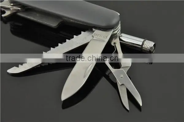 Stainless steel multi function hunting pocket knife with LED