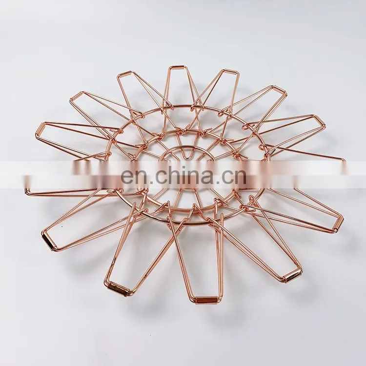 mini foldable basket collapsible home kitchen counter top decor metal fruit basket stand bowl storage