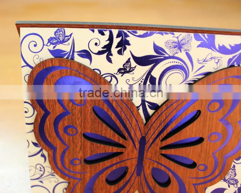 2016 Modern Elegant Butterfly Shape wooden Wedding Invitations