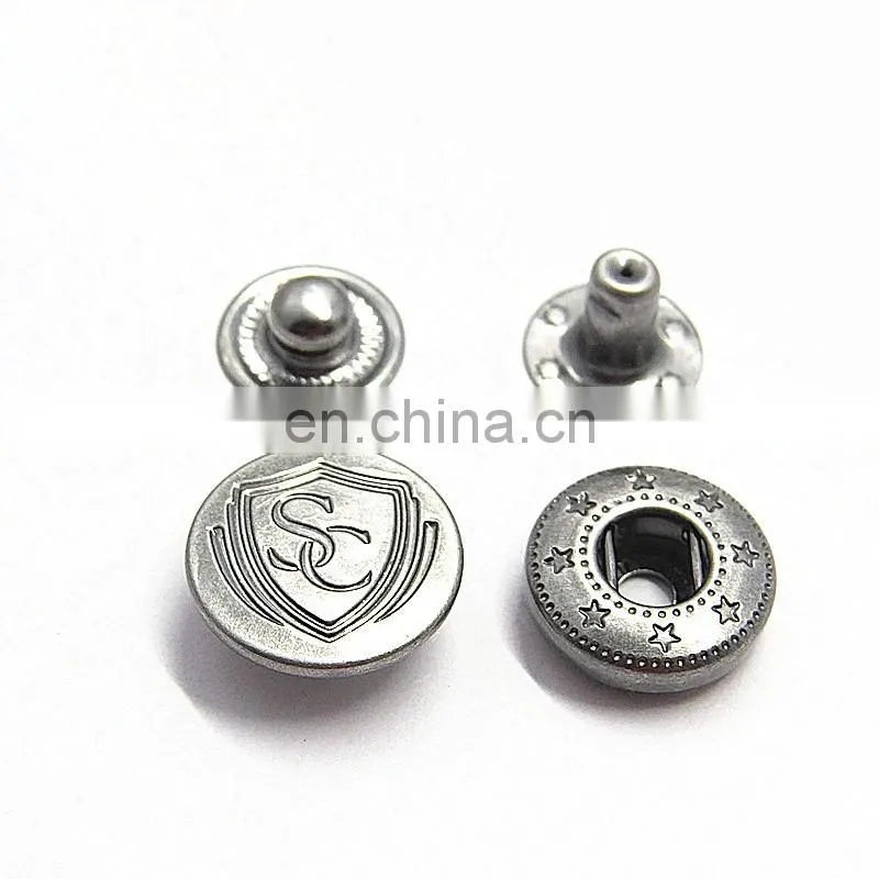 Garment Accessories Custom Embossed Logo Round 10mm 12mm 15mm 17mm 20mm Brass Press Snap Buttons For Clothes