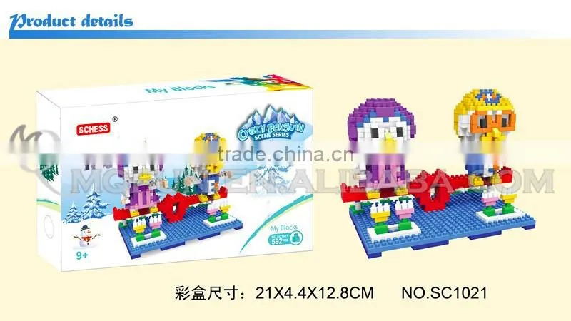 Mini Qute SC Kawaii American cartoon Pororo duck penguin diamond block plastic building block boys educational toy