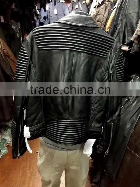 Lamb skin leather moto jacket