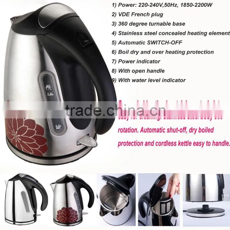 1.7L stainless steel electric kettle (W-K17823S)