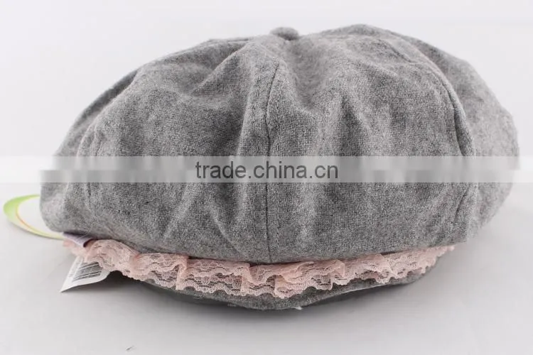2015 New style original baby girls peaked baseball beret cap with bownot and pearls