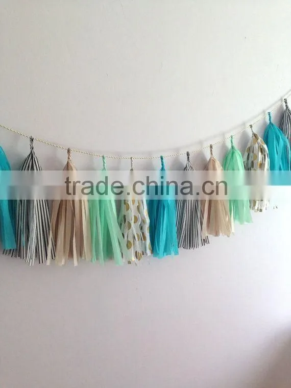 New years eve decoration handmade TISSUE PAPER TASSEL GARLAND