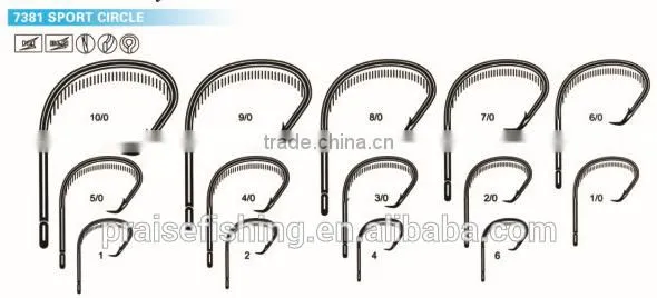White Nickle high carbon steel PR-7381 SPORT CIRCLE wholesale fishing hook