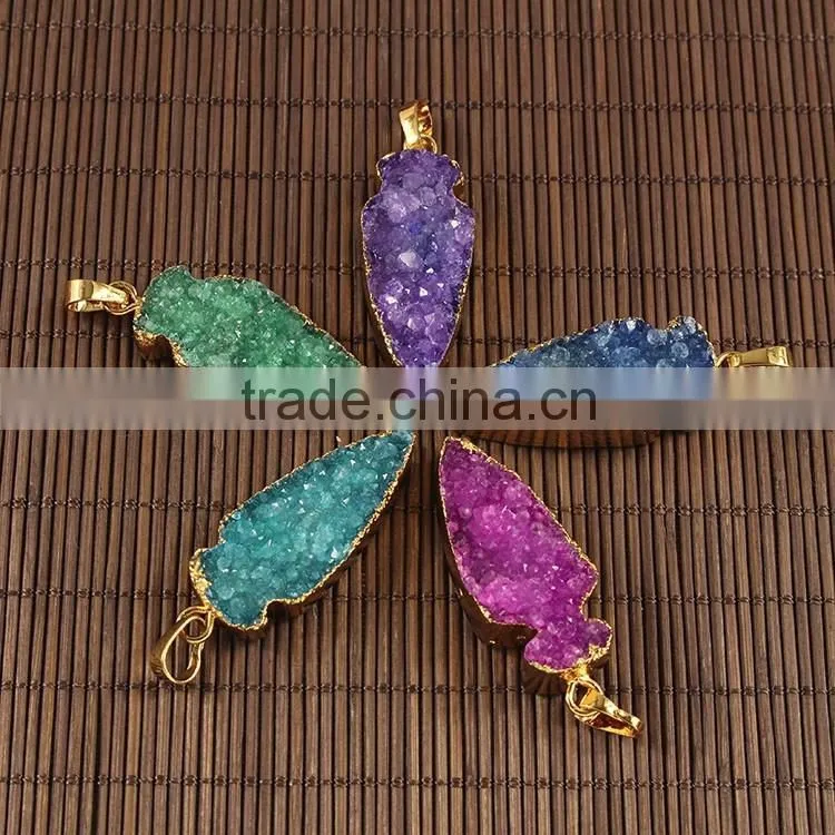 JF6894 Great natural sea shell,miro CZ pave cap long conch tip pendant