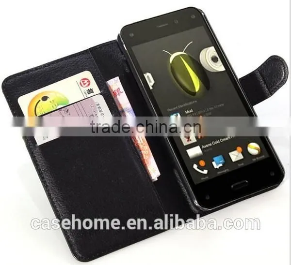 Black Wallet Flip Cover for Amazon Fire Phone Case