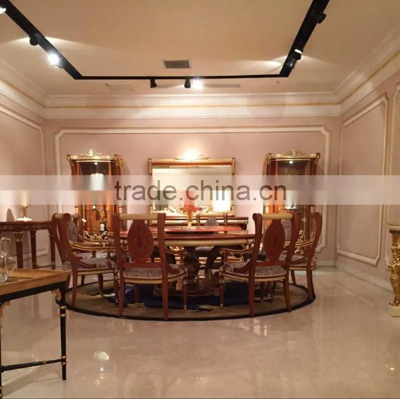 European Classic Style Solid Wood Dining Table Round Table For 8 People