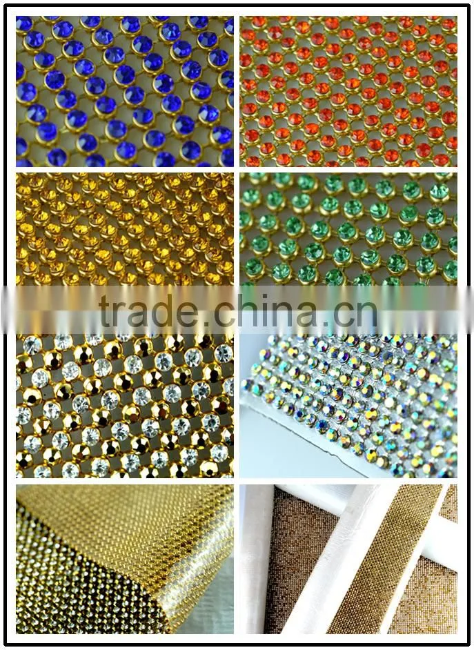 Wholesale 120 x 45cm Gold Aluminium Setting Transfer Crystal Rhinestone Mesh