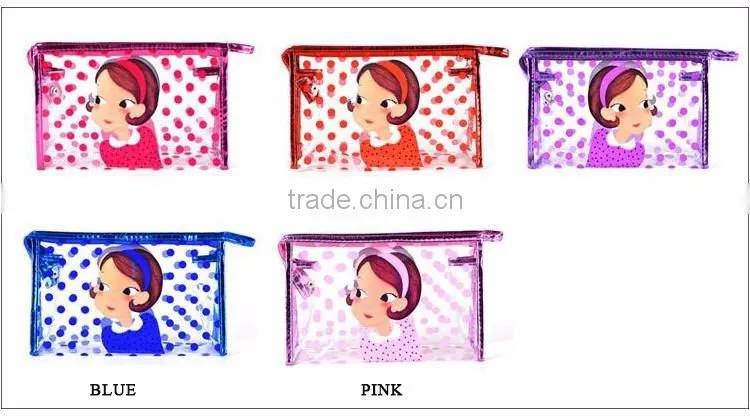 fashion transparent PVC for cartoon cosmetic bag simple small makeup bag