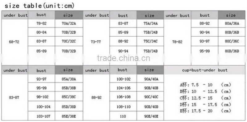High quality Padded Undergarment Plus Size Bra