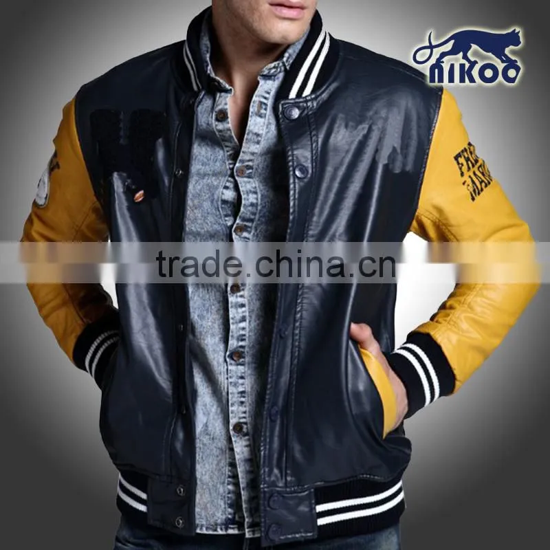 high qaulity unique leather varsity jacket custom branded wholesale