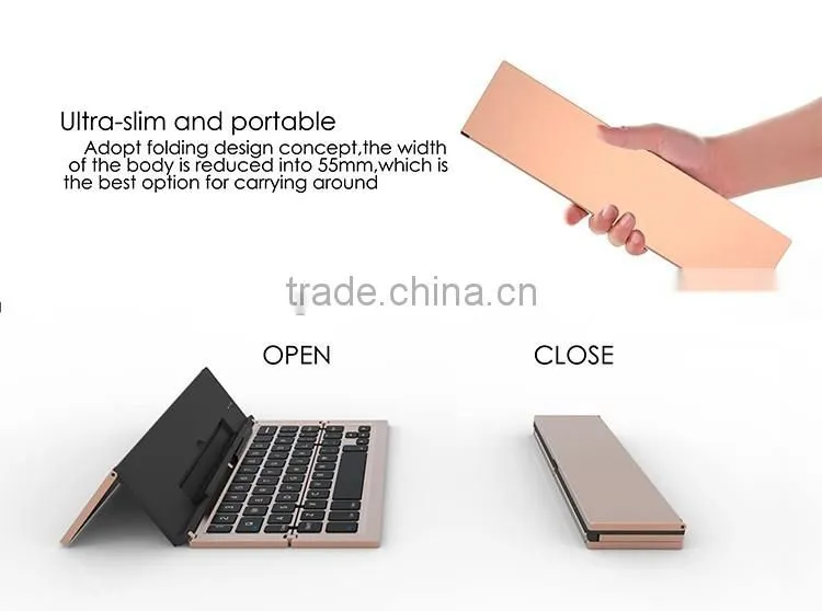 Factory supply Aluminum alloy ABS tablets foldable Bluetooth keyboard for tablets support Win/IOS/Android