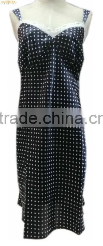 New design Silk Satin Sexy Women's Nightgown with lace