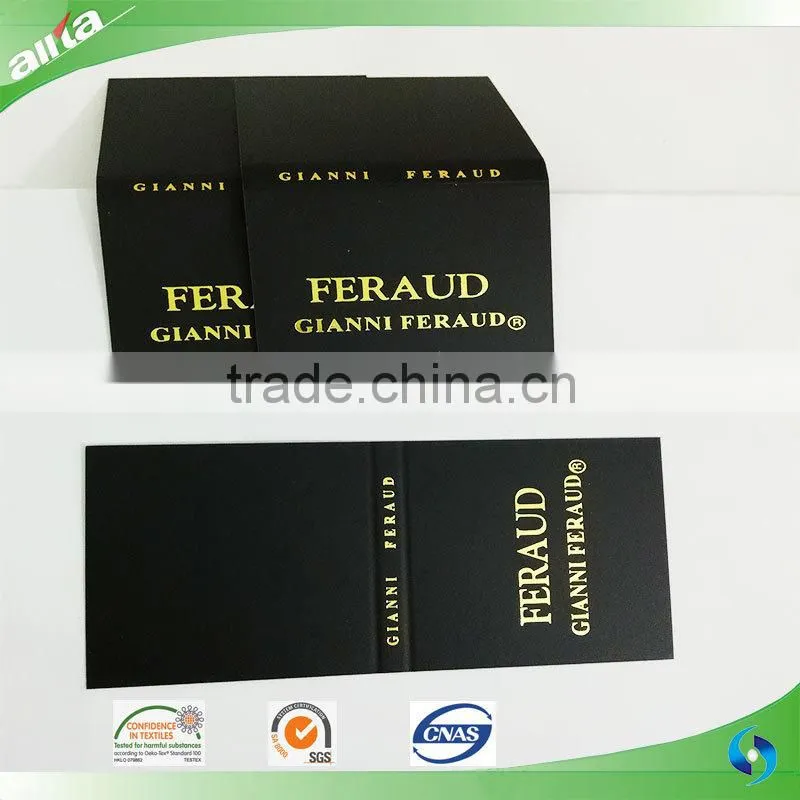 Black paper matt finish hang tag, fancy hang tag and gold stamping paper tag customized by factory directly