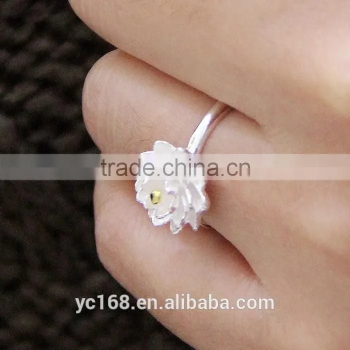 Fashion Jewelry Type 925 Sterling Silver Coral Flower Wedding Rings Wholesale Korea Jewelry