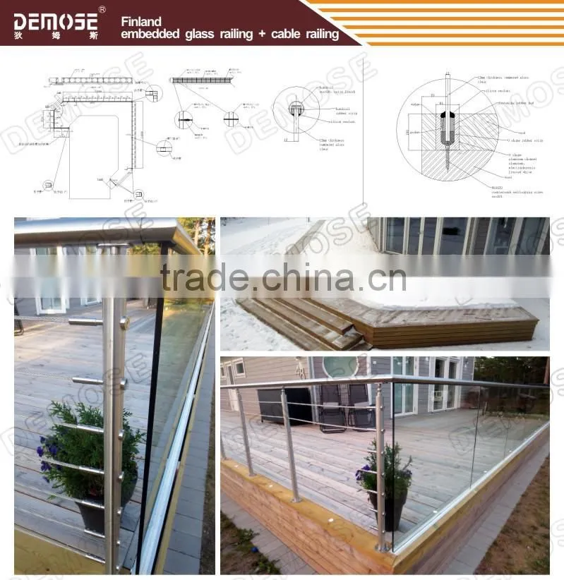 demose tempered glass railings/blue glass railing design