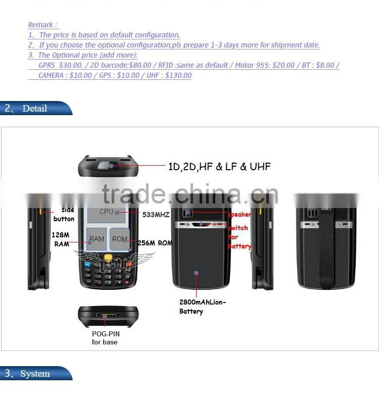 China Manufacturer Wifi 1D Barcode Scanner Wireless Handheld PDA