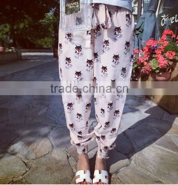 2014 Little fox print pants harlan wide-legged joker casual harem pants