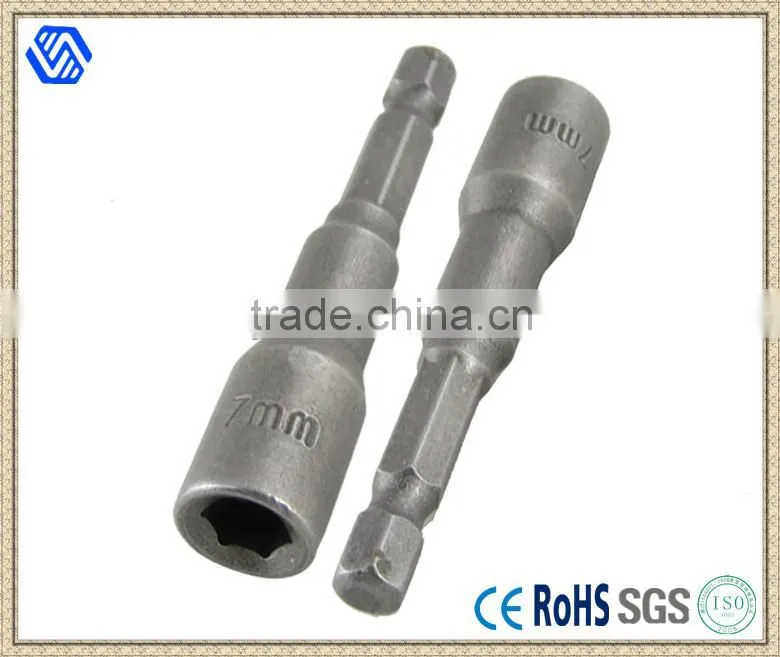 Magnetic 3/8" Hex Socket 1/4" Shank Spanner Nut Setter Driver Bit