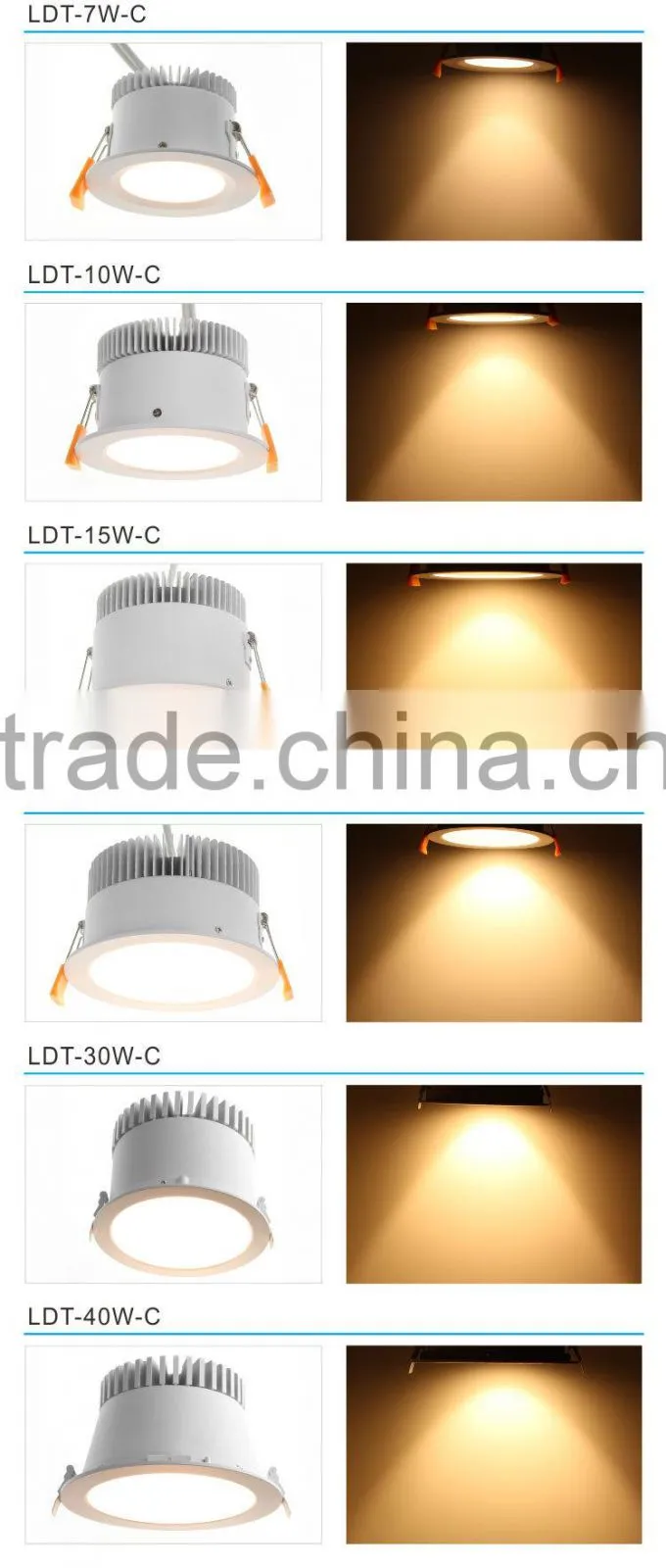 Excellent quality 35000h Long using hour Easy Installation Modern style Patented product 20W COB LED Downlight