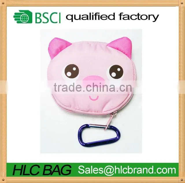 HL-PB185 custom reusable Shopping Tote Bag - Folded into a Piggy Face - Pink