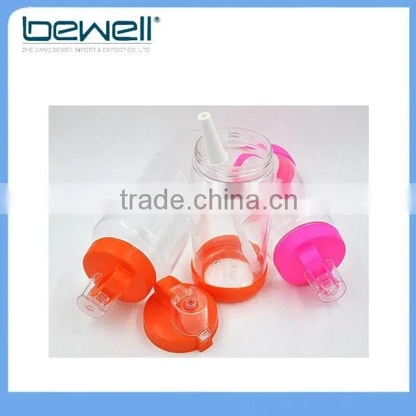 Food grade camping plastic bottle with straw