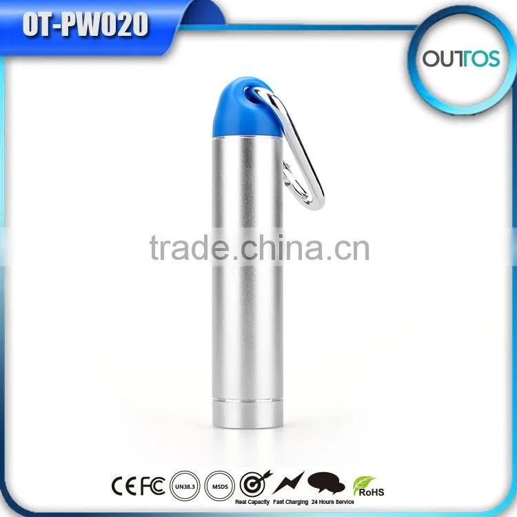 Portable Carabiner Aluminum Hook Power Bank 2200mAh 2600mah 2800mah