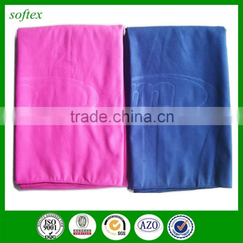 Ultra Soft suede microfiber towel sports logo with embossed private label