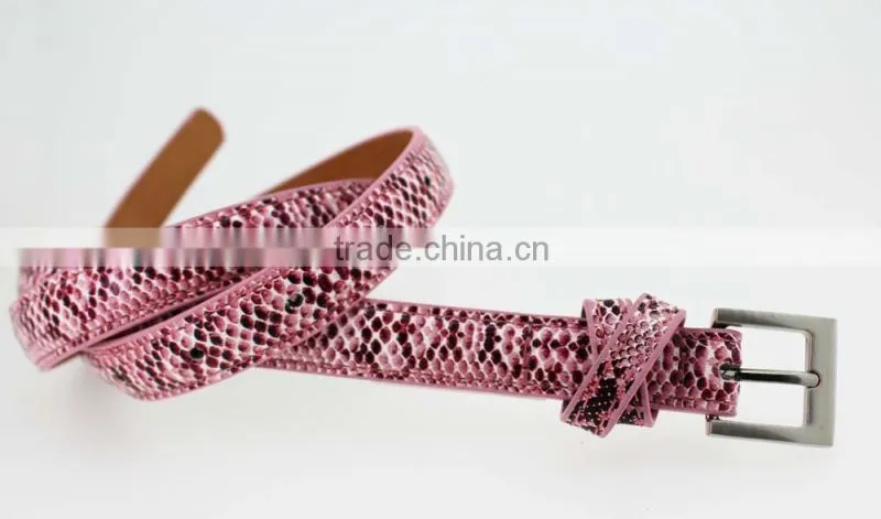 Women's Casual belt with Fuax PU leather and small silver buckle