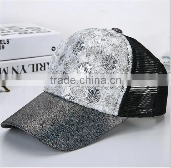 hot selling fashion sparkle bling sequin baseball cap hard hat